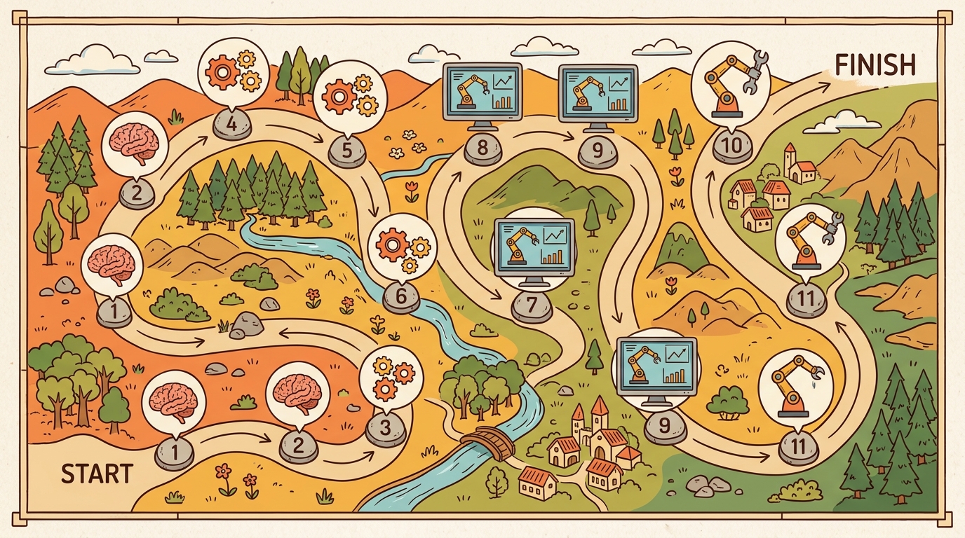 Illustration for Section 1.8: Map of the book
