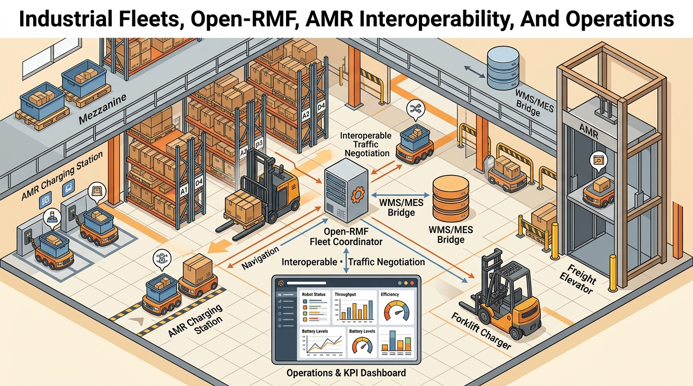 Industrial Fleets, Open-RMF, AMR Interoperability, And Operations conceptual illustration