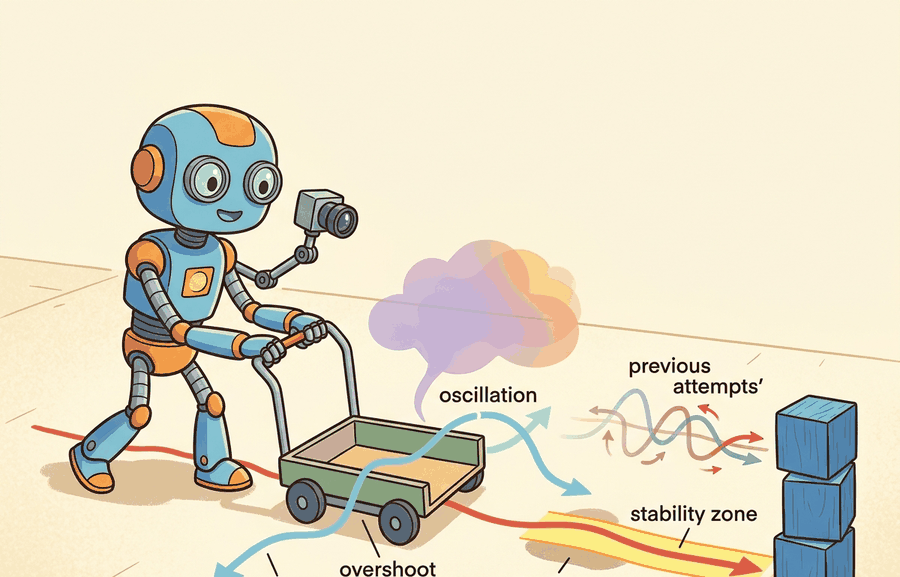Technical illustration for Section 7.2: Feedback, error, stability, overshoot, oscillation.