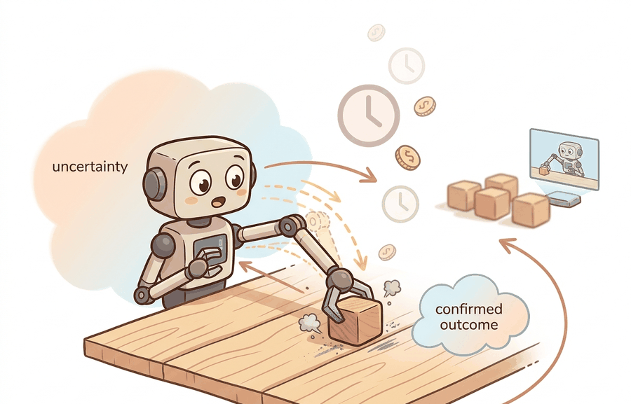 Technical illustration for Section 9.1: Why real-world learning is slow, costly, and risky.