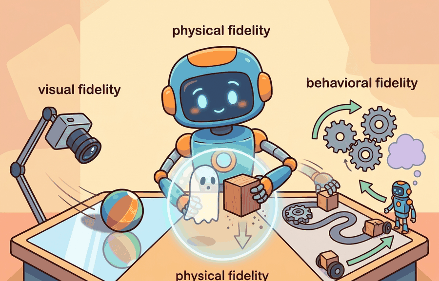 Technical illustration for Section 9.3: Fidelity: physical, visual, behavioral.
