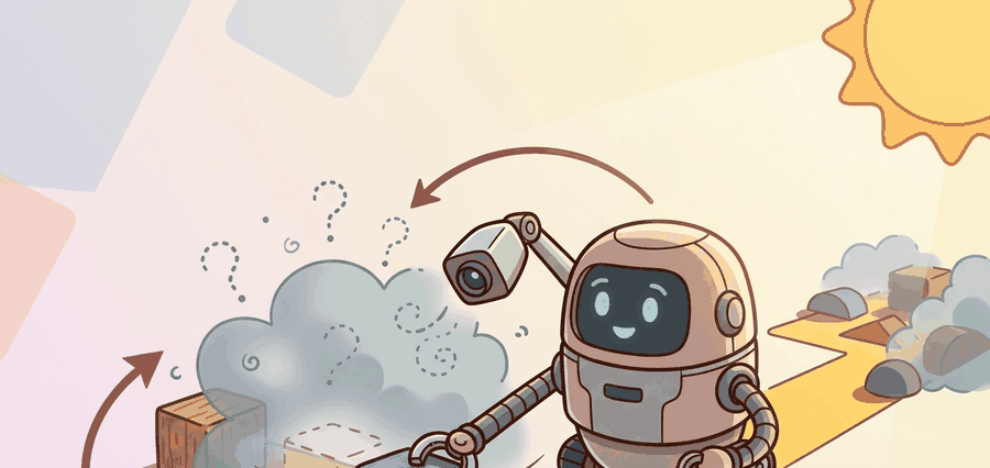 Technical illustration for Section 19.4, showing a robot in two visually similar corridors using memory, belief, and landmark checks to decide where to explore.