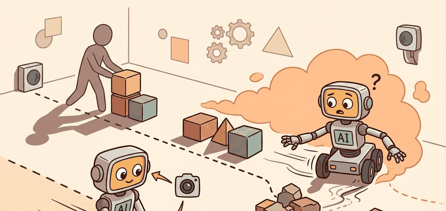 Technical illustration for Section 21.2: Behavior cloning; the distribution-shift problem.