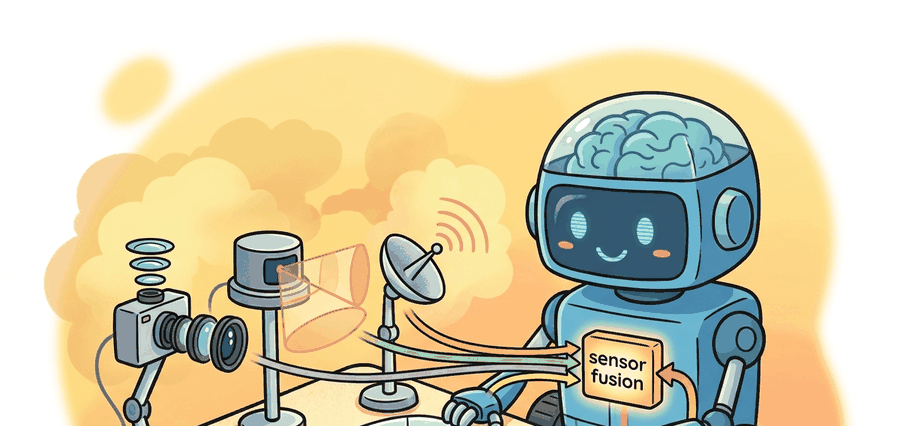 Technical illustration for Section 48.2: Sensors and sensor fusion in AVs.